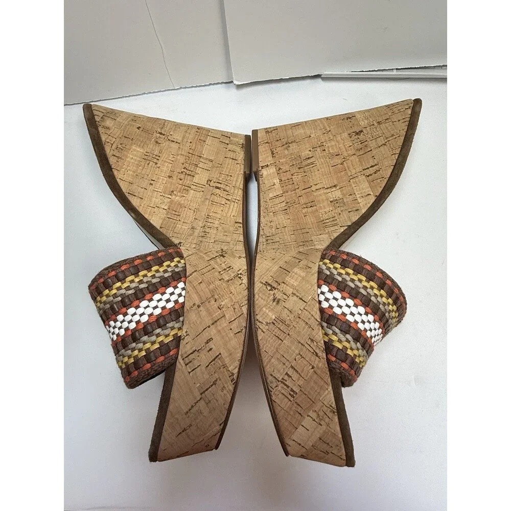 Veronica Beard Dali Raffia Wedge Sandals In Brown Multi Sz 9.5 New